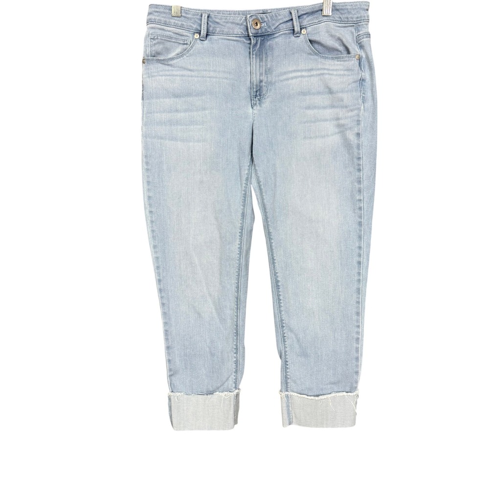 J Jill Authentic Fit Cropped Jeans Womens‎ 10 Light Wash Blue Raw Hem Stretch